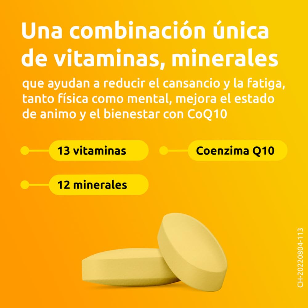 Supradyn Energy Multivitamínico para hombres y mujeres, Complejo Vitamínico Con Efecto Energía, 13 Vitaminas, 9 Minerales Y Coenzima Q10, Sin sabor, Amarillo, 30 Comprimidos