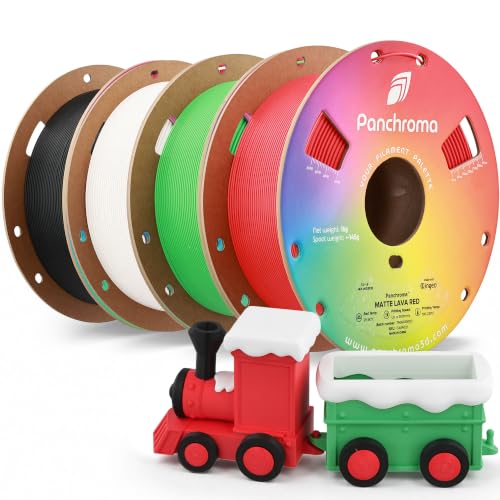 Image of Polymaker Panchroma Matte PLA 3D Printer Filament Bundle 4kg, 1.75mm | High Speed 3D Printing Filament Fits for Most FDM Printers, Cotton White*1+Charcoal Black*1+Lava Red*1+Forest Green*1