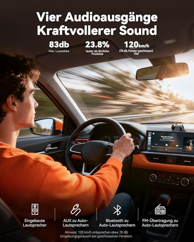 Krunia 10,26 Zoll Wireless Carplay Display für Netflx YouTube für Apple CarPlay & Android Auto, 1080P Rückfahrkamera Auto, OTA, Bluetooth 5.0, Sprachsteuerung, GPS-Navigation, FM, Split-Screen (Schwarz) - Detailansicht 8 | Apple-CarPlay