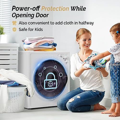 Image of ROVSUN 2.6 Cu.Ft. Portable Dryers for Laundry, Compact Portable Clothes Dryer with Stainless Steel Tub, Dryer Machine, 110V Electric Dryer with Control Knob for Apartment, Dorm, RV, White, 1400W