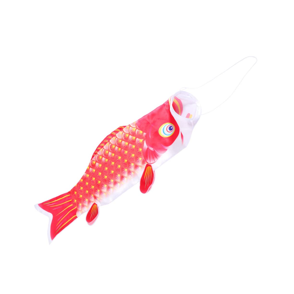 Drapeau carpe japonaise Koinobori rouge 70 cm en satin pour décoration extérieure de jardin