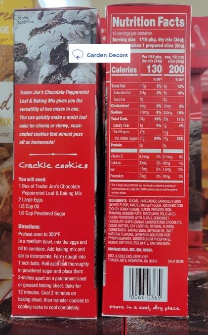 Trader Joe's Chocolate Peppermint Loaf & Baking Mix 19oz 539g (Two Boxes)