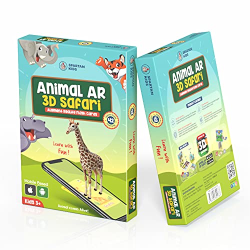 Image of SPARTAN KIDS Animal Flash Cards for Kids | Educational Flash Cards | 42 Interactive Animal Cards with 3D AR, Sound & Voice | Preschool Learning Toys | Brain Development Toy for Toddlers