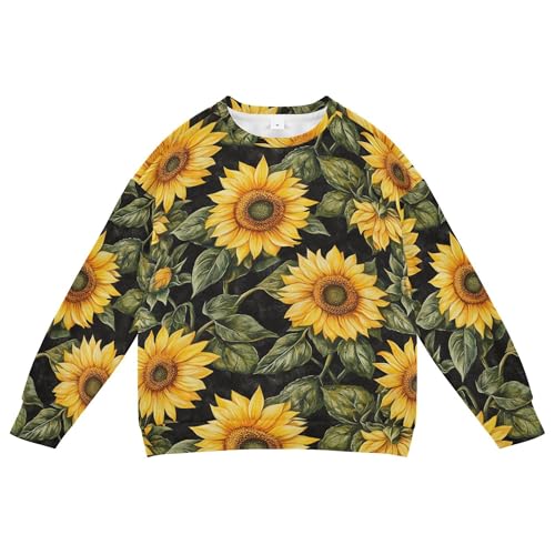JUNZAN Autumn Sunflowers Leaves Kids Girls Pullover Hoodie Long Sleeve Hoodies for Girls Sports 4T
