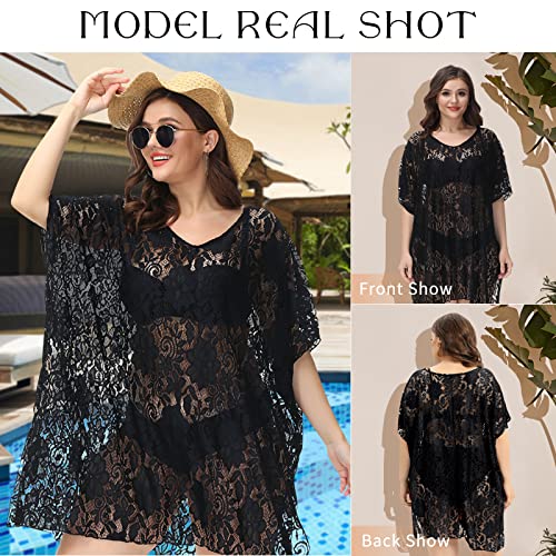 FINIZO Women's Swimsuit Beach Cover Up Lace Bikini Beachwear Plus Size Beach Bikini See Through Swimwear4