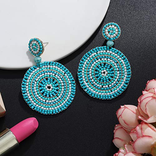 Beaded Drop Earrings for Women Handmade Colorful Beaded Earrings Boho Statement Beaded Dangle Earrings Summer Beach Jewelry Gifts3