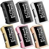 [6 Pack] Vanjua Screen Protector Compatible with Fitbit Charge 3 Case and Fitbit Charge 4 Case, TPU Plated Full Around Protective Case Cover for Fitbit Charge 3 Smartwatch