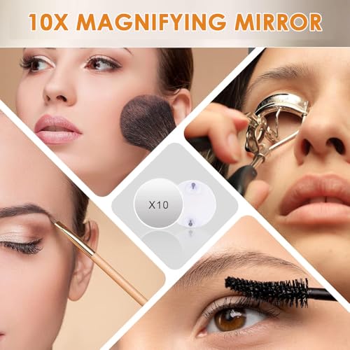 Hollywood Vanity Mirror with Lights, Lighted Makeup Mirror for Tabletop and Wall Mounted Hollywood Mirrors, Dimmable LED Bulbs & 3 Color Light Modes & 10X Magnifying Table Mirrors (White, Small) - Cosy Home Interiors Hollywood Vanity Mirror with Lights, Lighted Makeup Mirror for Tabletop and Wall Mounted Hollywood Mirrors, Dimmable LED Bulbs & 3 Color Light Modes & 10X Magnifying Table Mirrors (White, Small) - Image 5