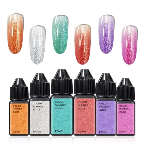 FAVAI Airbrush Gel Nail Polish 6 Couleurs, 6 * 15ML Vernis à ongles en gel aérographe - Galaxy Collection, Pour Dégradés D'ongles, French Manucure, Sans...