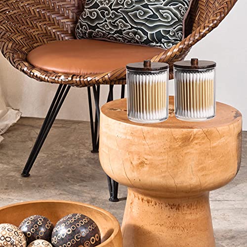 Tbestmax 10 Oz Cotton Swab/Ball/Pad Holder, Qtip Apothecary Jar, Clear Bathroom Containers Dispenser For Storage 3 Pack Brown Wood Lids #TOP6