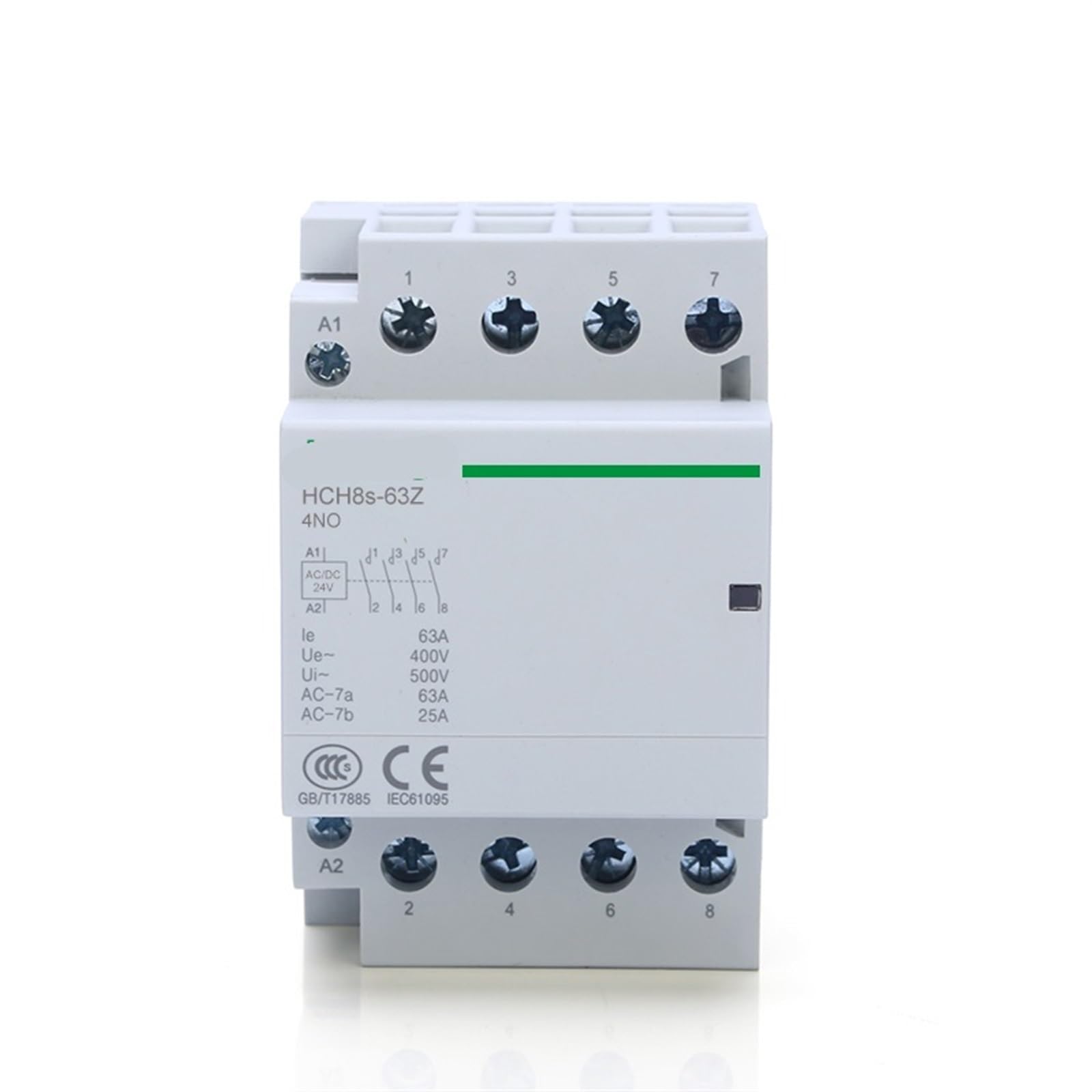 HUUOQIWY HCH8s-63Z DC Contactor 4P 40A 4NO 2NO2NC AC24V DC24V Automatic Householdr Contactor 1Pcs(4P 63A 4NO DC230V)