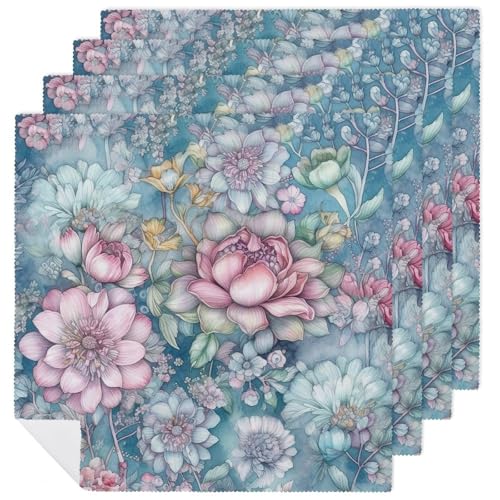 Servilletas de Tela con Flores Estilo Azul 4 Piezas miniatura 1