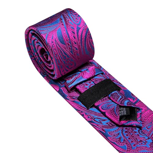Image of Barry.Wang Men Tie Set Paisley Silk Necktie Pocket Square Cufflinks Formal Wedding Business Party