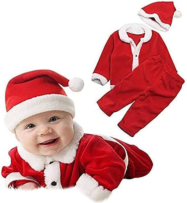 Santa Claus Dress Costume for Baby Boys Girls Kids (6 Months- 1 Year) For Christmas/New Year (Pro Series)