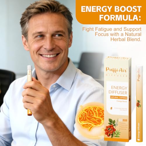 Image of Herbal Diffuser Pen, Energy Diffuser with Guarana, Green Tea Extract, VB12, Peppermint & Menthol for Energy Boost, All Natural Swap - Up to 600 Uses (Varies by Usage), 1 Diffuser, 1 Pack