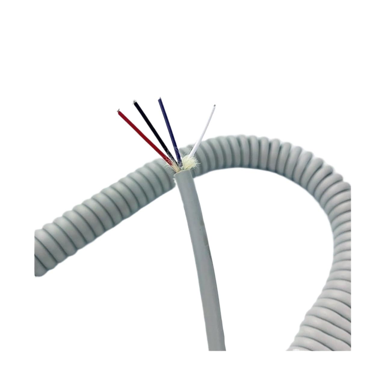 Cable para auricular de teléfono fijo Cable de resorte telescópico 4 núcleos, 22AWG, 0,3 mm2, 5 mm diámetro, gris, 1-15 m(Stretch 14 meters)