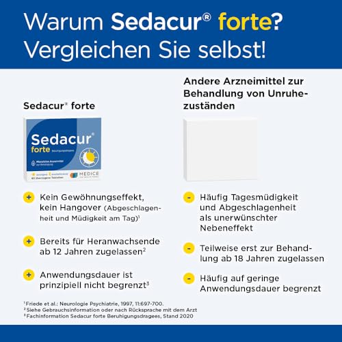 Sedacur forte 60 Dragees - bei Einschlafstörungen & Unruhezuständen - pflanzlich - schlafmittel