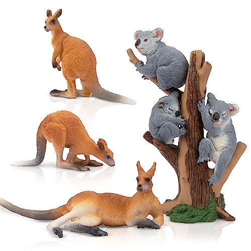 TOYMANY 7 Stück Australische Wild Tiere-Figuren Set Safari Spielfiguren Spielzeug Dschungeltier-Figuren Känguru Koala Tierfigur Plastiktiere Zoo Dschungel Wald, zum Spielen oder als Deko