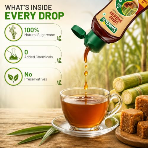 Image of Sweetch Natural Liquid Jaggery (Kakvi) 400 gm | Natural Sugarcane Gur Syrup | No Preservatives, Chemical-Free | Unrefined Traditional Liquid Gud for Tea, Milk & Daily Use
