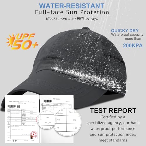 Image of Mens Waterproof Baseball Cap Womens Rain Hat Quick Dry Running Hat with Sweatband Outdoor Golf Breathable Sports Cap