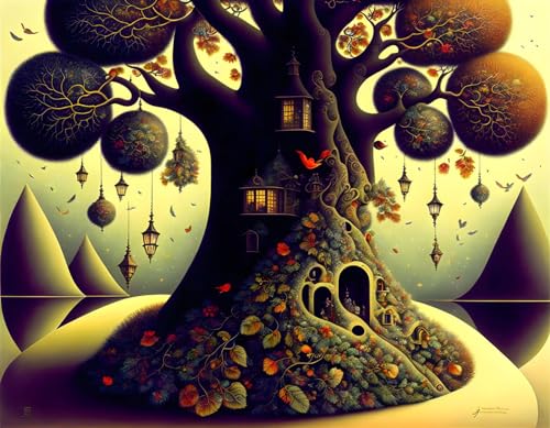 Toile GerRit Happy New Year to a Tree affiche artistique de haute qualité 58x90