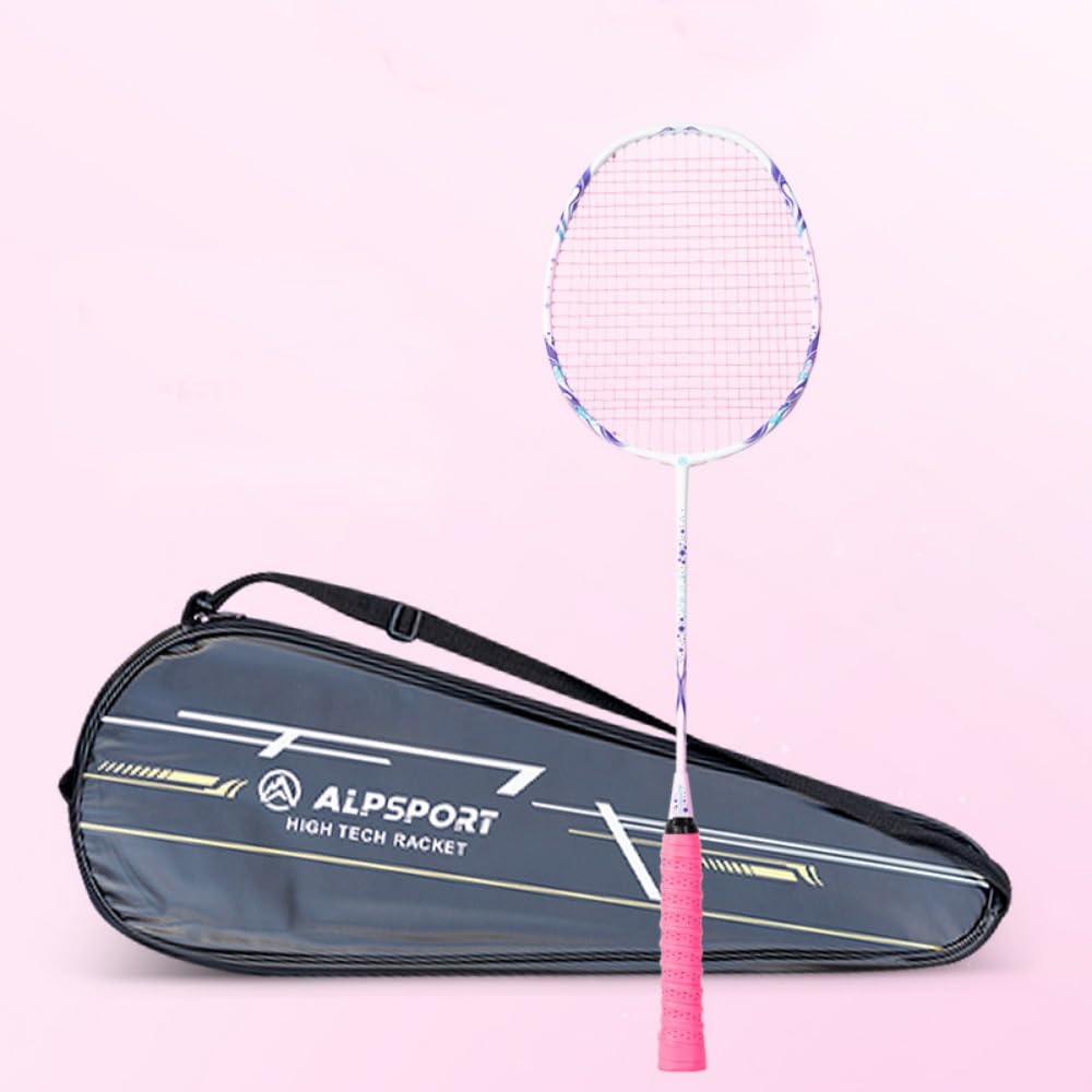EZERKI Raquettes de badminton pour femmes (y compris sac de raquette et corde), 4U, 11,3 kg entièrement en fibre de carbone pour femme (2 pièces, violet