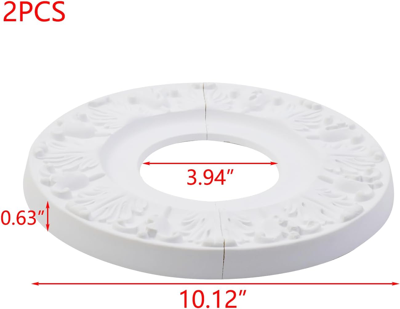 2PCS White 10.12" PU Ceiling Medallion Ring Light Fixtures Ceiling Medallion Ceiling Fan Light Covers for Light Fixtures and Ceiling Fans