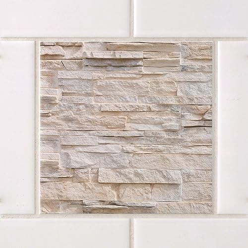 GRAZDesign Fliesenaufkleber Bad & Küche 15x15cm - 24 Stück | wasserfeste & selbstklebende Klebefliesen | Fliesenfolie Fliesenbild Motiv Beige Steinmauer GRAZDesign Fliesenaufkleber Bad & Küche 15x15cm - 24 Stück | wasserfeste & selbstklebende Klebefliesen | Fliesenfolie Fliesenbild Motiv Beige Steinmauer