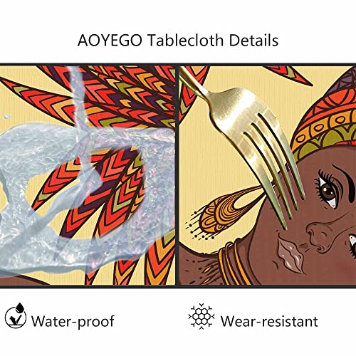 Aoyego African Woman Table Cloth Ethnic Tribal Characteristics Beauty Round Tablecloth 60 Inch For Dining Room, Party, Banquet #TOP5