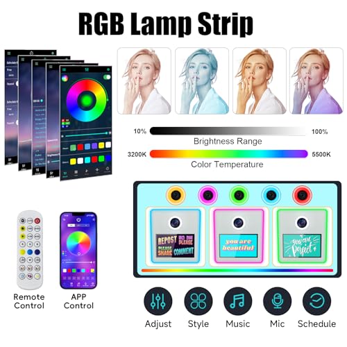 Image of DSLR Photo Booth Built-in Mini PC and Flight Case, Mirror Photo Booth with 15.6 inch Touch Screen,RGB Lights,App Control, for Parties Weddings Event Rentals (White)
