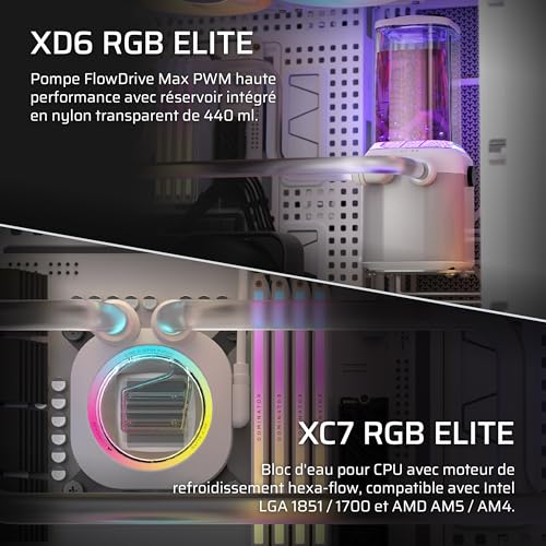 Corsair iCUE Link XH505i RX 360 RGB Kit de watercooling personnalisé Waterblock pour processeur XC7 Elite Pomperéservoir D5 XD6 Elite 3 Ventilateurs RX120 RGB Radiateur de 360 mm XR5 - vue 4