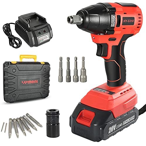 Impact Driver 20V 2.0Ah Brushless Cordless Impact Wrench Kit, with Lithium-ion Battery/Charger,320N.M Torque, 1/2' Keyless Chuck,Variable Speed & LED for Automotive Repair