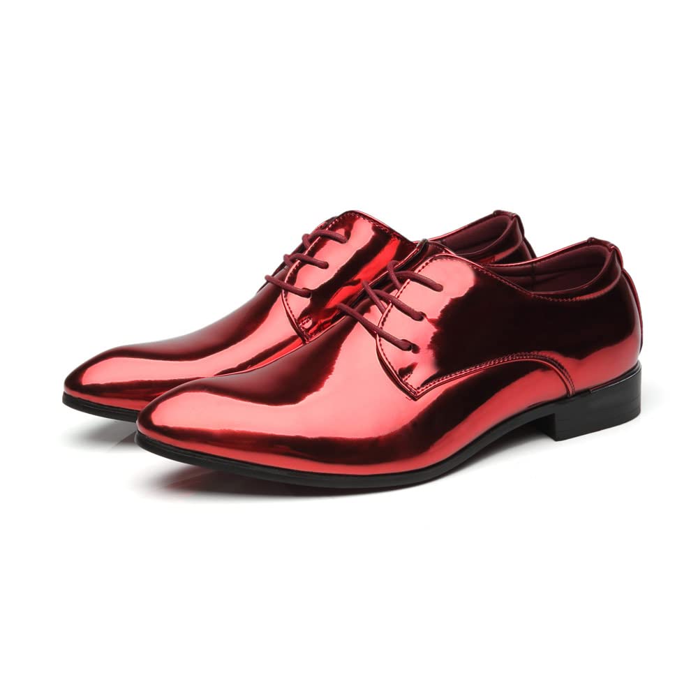 MANLADUO Chaussures en cuir brillant doré à bout pointu pour homme
