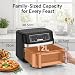 Dual Air Fryer 12L - 2600W Airfryers with Double Heating Elements, 8-in-1 XL Air Fryers, Single or Dual Drawer, Viewing Window & Interior Light, Large Capacity Stainless Steel Airfryer for 6–8 People
