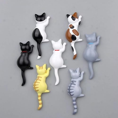 Juego de 7 calcomanías magnéticas para refrigerador de gatos, decoración de cocina, para amantes de los gatos, decoración del hogar y la oficina