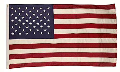 Valley Forge American Flag Cotton 3 x 5 100% Made in USA Sewn Stripes Embroirdered Stars Heavy-Duty Brass Grommets