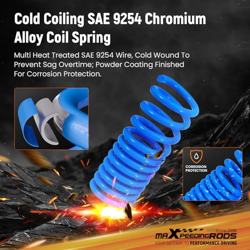 maXpeedingrods Lowering Spring for Dodge Charger RWD 2011-2023, for Chrysler 300 RWD 2011-2023, SAE 9254 High Tensile Coil Spring, Blue - Image 3