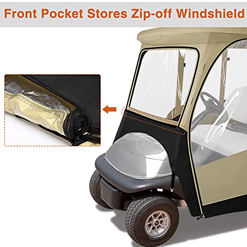 Kakit 800D 2-Person Golf Cart Enclosure With Roll-Up Windshield, Golf Cart Rain Cover Fits Club Car Precedent 2000-2019, Seat Cover And Storage Bag Included #TOP5
