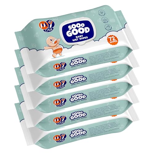 Image of SOOO GOOD Moisturizing Baby Wet Wipes | Prevents Rashes & Redness with Aloe Vera Lotion | Soft, Thick & Gentle Cleansing Wipes for Babies | Alcohol-Free | 72 Wipes X 5 Packs