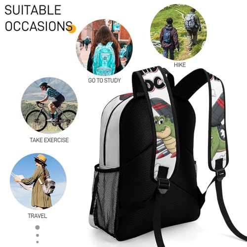 Bombardiro-Crocodilo Merch Large Travel Backpack Italian-Brainrot Meme Waterproof Lightweight Daypack White 44x32x19cm4