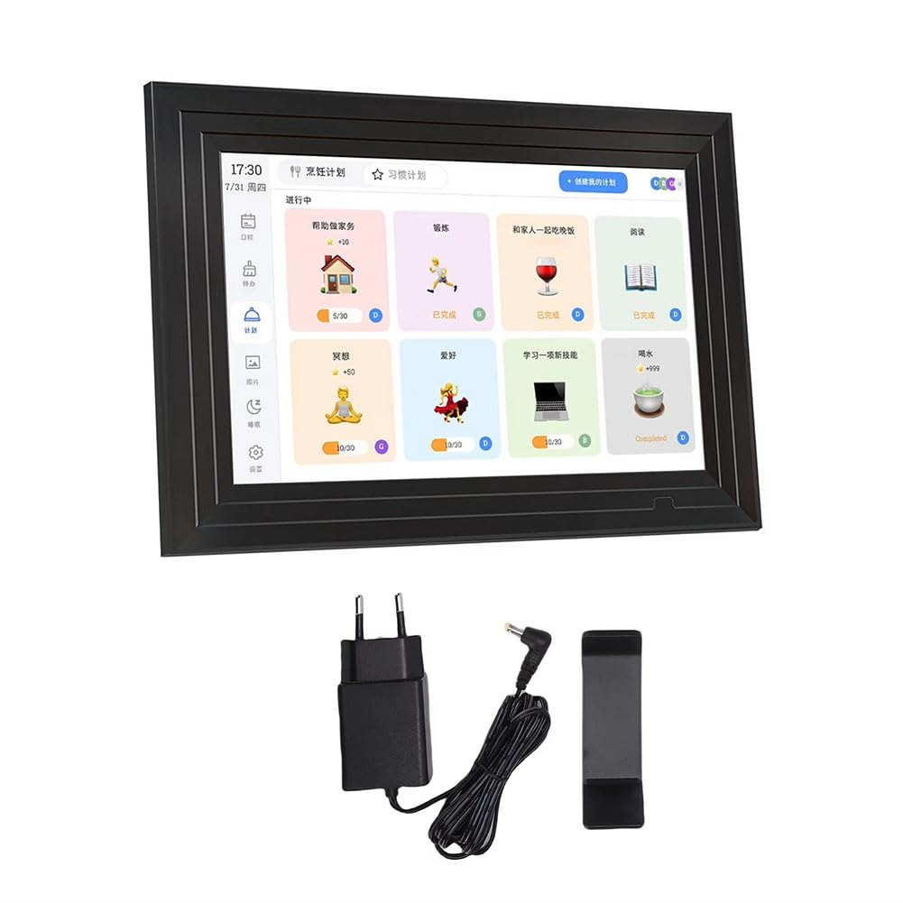 Calendario Digitale per Le Faccende Domestiche, Schermo LCD IPS da 10 Pollici, Calendario da Parete per con Gestione Tramite App, Spina UE