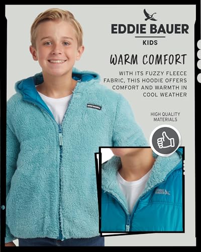 Image of Eddie Bauer Boys' Reversible Jacket - Waterproof Lightweight Fleece Lined Hooded Puffer Coat - Boys Outerwear Jacket (5-20)
