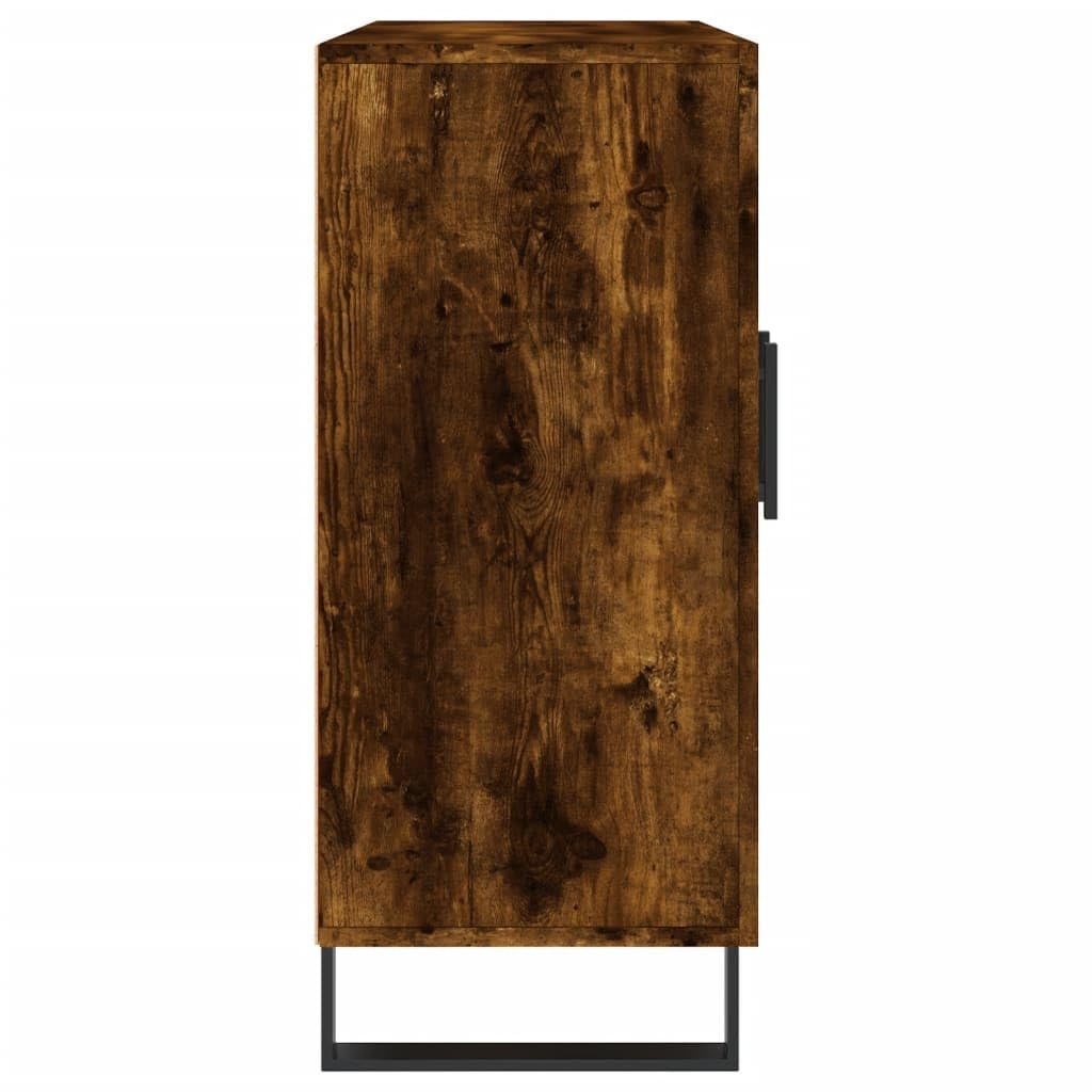 Générique Nowoczesny bufet wędzony dąb 90x34x80 cm, Meble do salonu z drewna konstrukcyjnego z metalowymi nogami, duża przestrzeń do przechowywania i praktyczne drzwi
