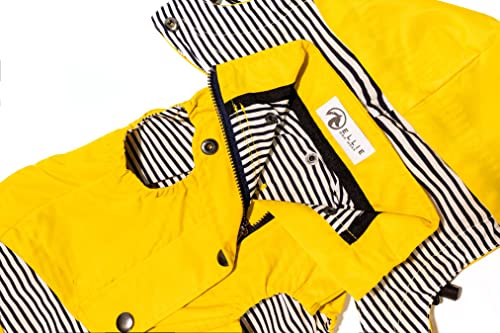 Sleeveless Zip Up Dog Raincoat With Reflective Buttons, Pockets, Rain/Water Resistant, Adjustable Drawstring, & Removable Hood - Size Xs To Xl - Stylish Premium Dog Raincoats (Large, Yellow) #TOP2
