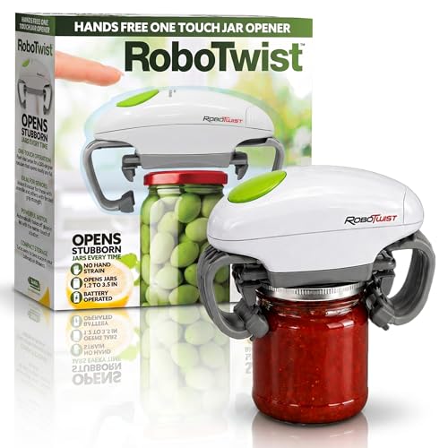 Robotwist Jar Opener, Automatic Jar Opener, Deluxe Model with Improved Torque, Robo Twist Kitchen Gadgets for Home, Electric Handsfree Easy...