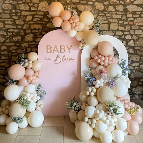 Image of Pink Baby in Bloom Balloon Arch Kit 144pcs Dusty Pink Baby Girl Baby Shower Mom to be Boho Floral Wildflower Party Decoration