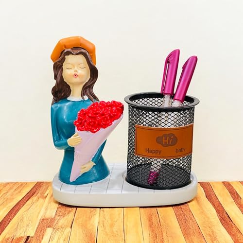 Image of Pen Holder with Mesh Cup Organiser, Desk Accessory, 4.5 inch, Black and White (Princess)