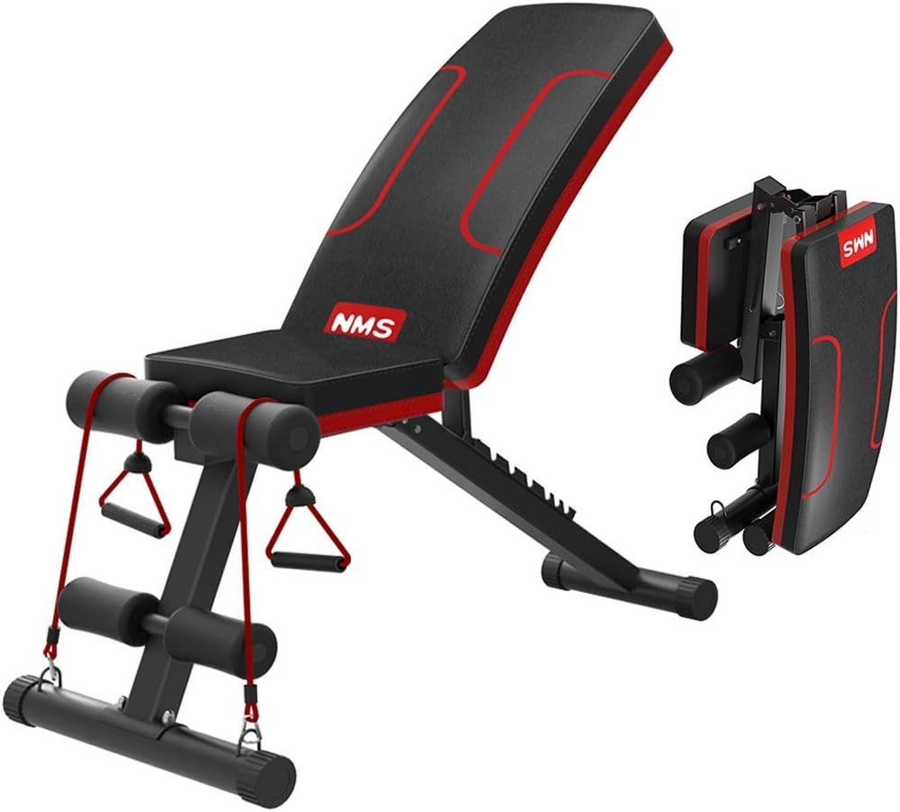 SONGSH Adjustable Incline Folding Bench Multi-Purpose Sit up Bench Portable Exercise Bench Fitness Training,Multi-Position Utility Bench for Full Body Exercise Workout Bench