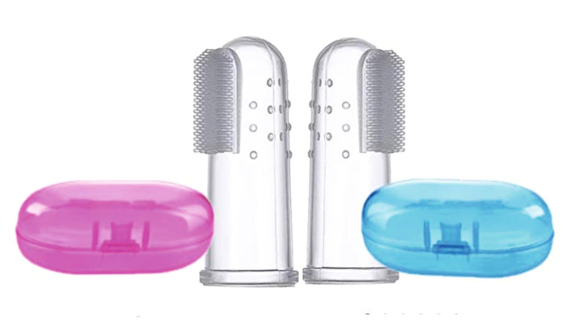 Roforuf Silicon Baby Finger ToothBrush Great for Massaging & Cleaning Gums, BPA-Free, Travel-Friendly Oral Care, Use Soft Brush For Kids & New Born Baby, Kids Finger Toothbrush (Pink & Blue Pack-2)-image-31