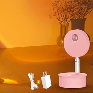 Mini Sunset Lamp,USB Powered Projection Lamp Aesthetic for Bedroom Interior,Touch Switch Photography Atmosphere Night Light,Pink